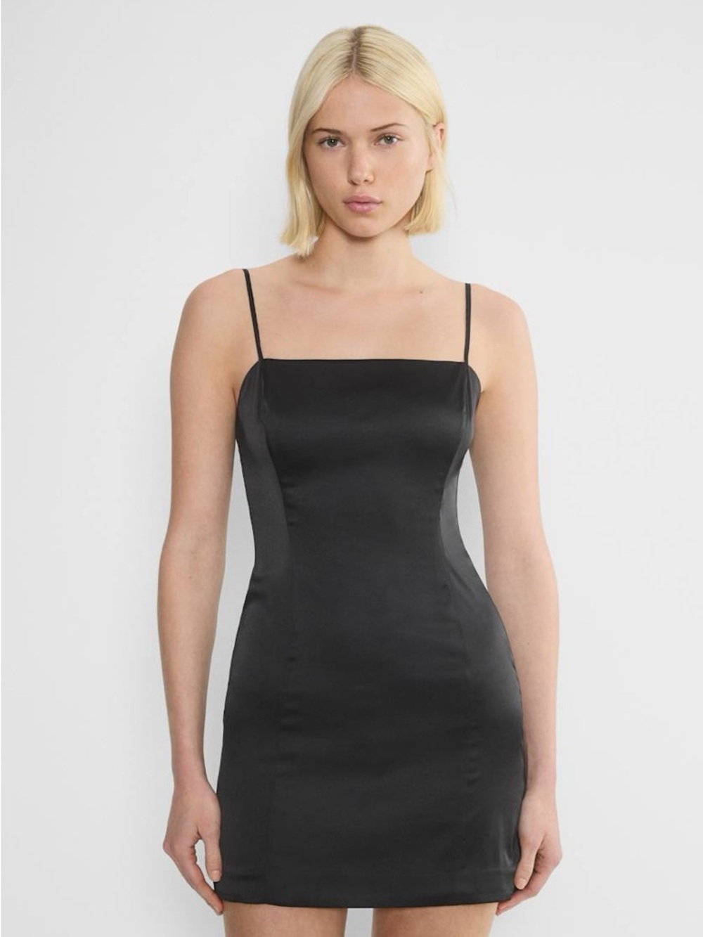 Aritzia Sunday Best Black Satin Mini Dress (Size 2) | LBD